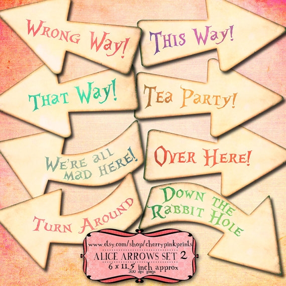 Free Printable Alice In Wonderland Arrow Signs Template