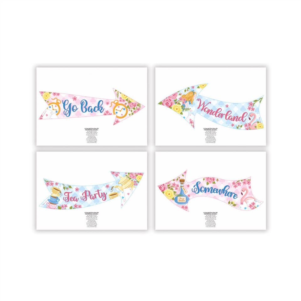 Free Printable Alice In Wonderland Arrow Signs Template Template Samples