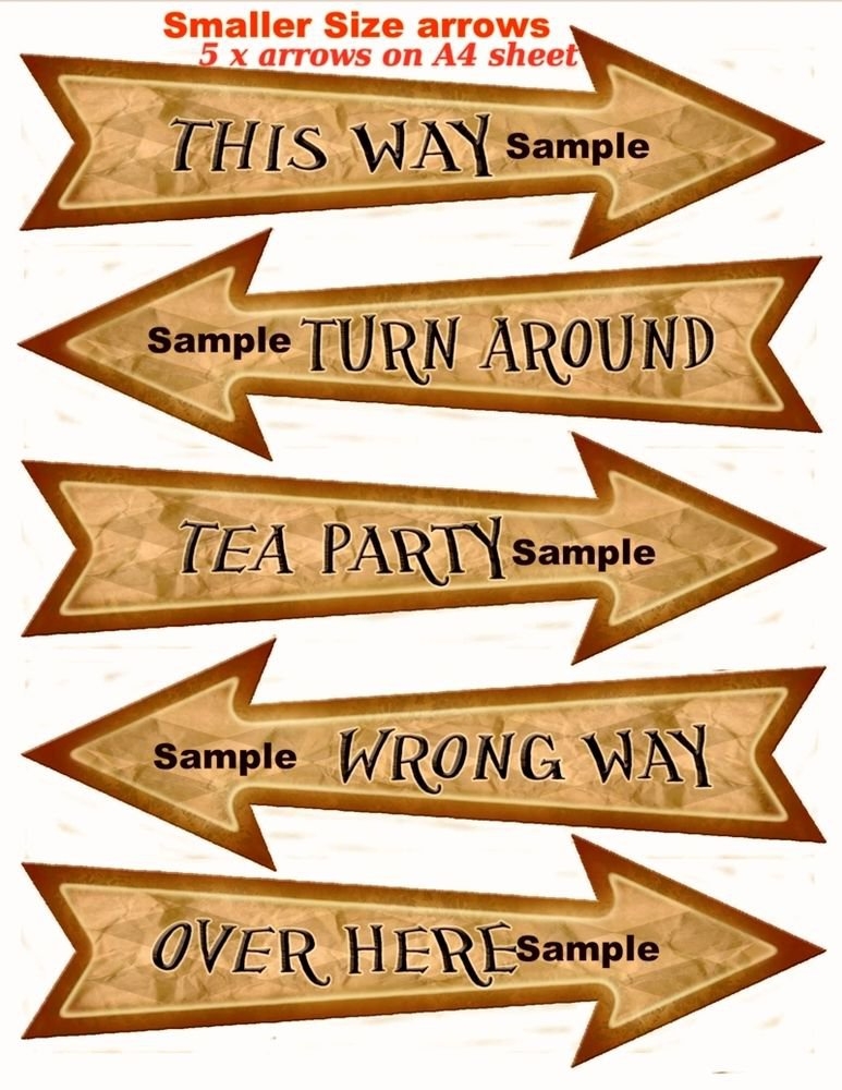 Free Printable Alice In Wonderland Arrow Signs Template