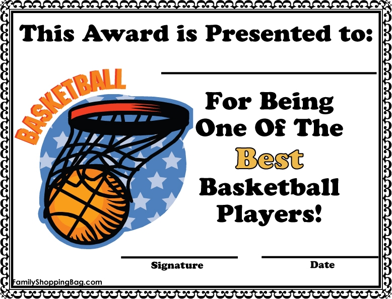 Free Printable Basketball Certificates