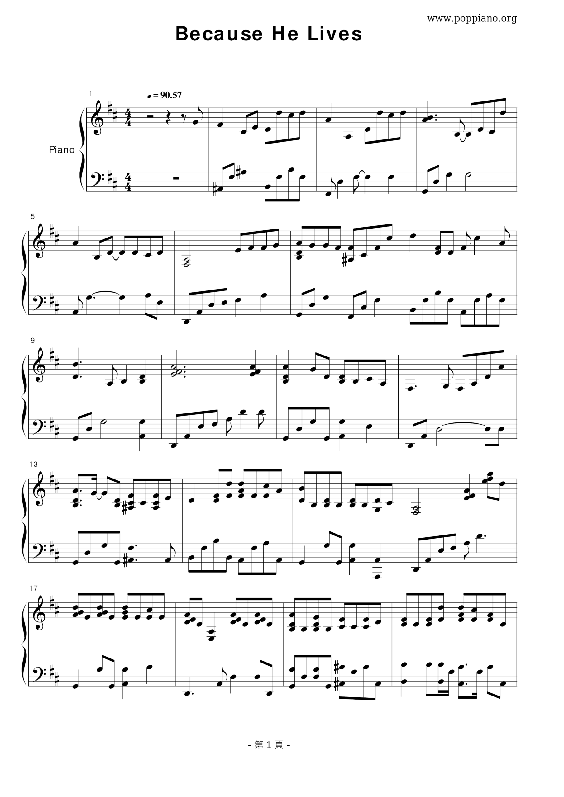 Free Printable Because He Lives Sheet Music Lives Because He Hymn