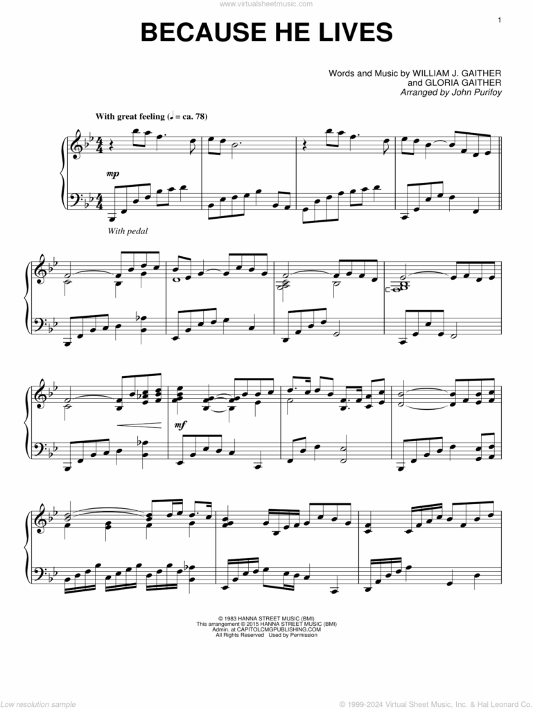Free Printable Because He Lives Sheet Music Printable Templates