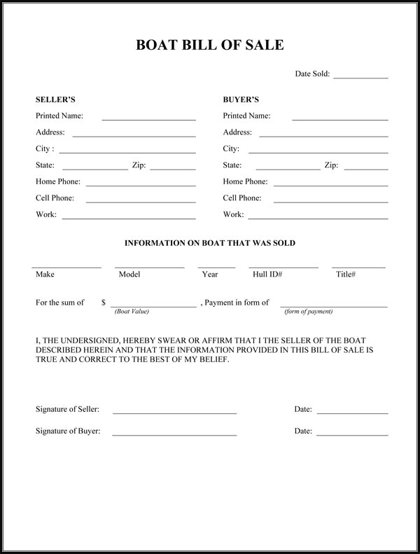 Free Printable Bill Of Sale Camper Form GENERIC 