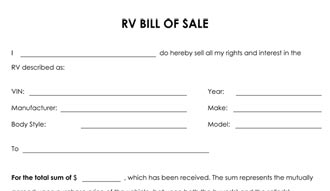 Free Printable Bill Of Sale Camper Form GENERIC 