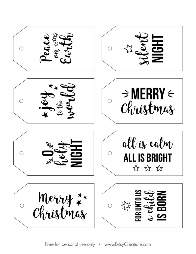 Free Printable Black And White Christmas Tags Printable Word Searches