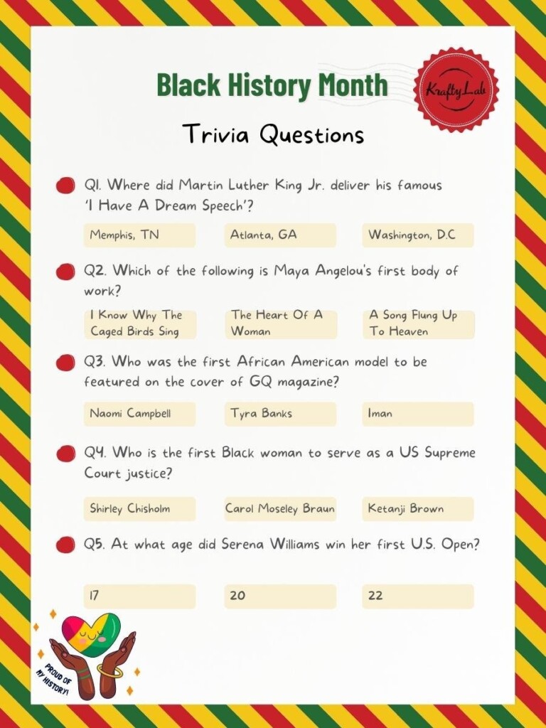 Free Printable Black History Trivia Questions And Answers FREE 
