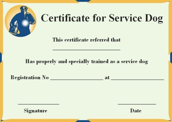 Free Printable Blank Emotional Support Animal Certificate