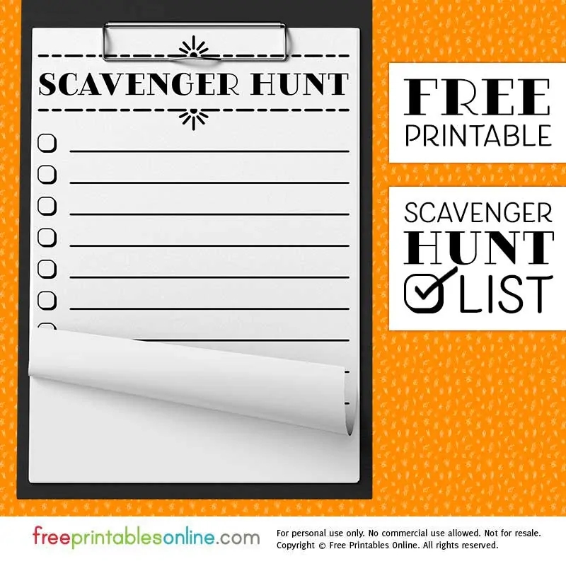 Free Printable Blank Scavenger Hunt Template Printable Templates