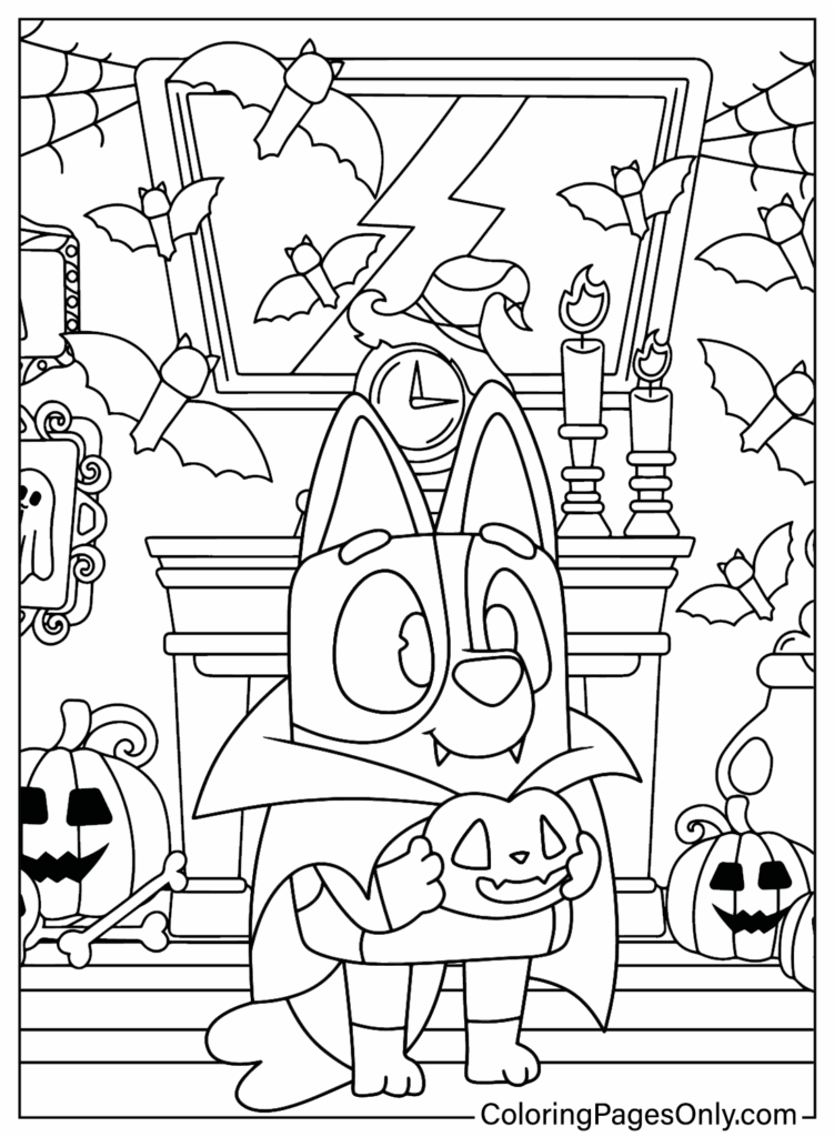 Free Printable Bluey Halloween Coloring Page Free Printable Coloring 