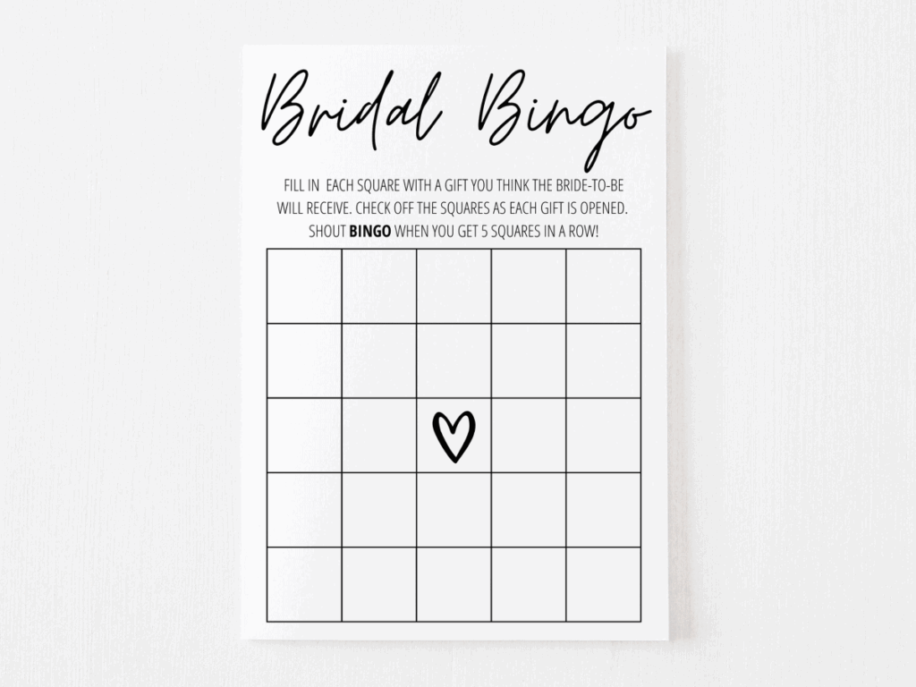 Free Printable Bridal Bingo Template Free Printable