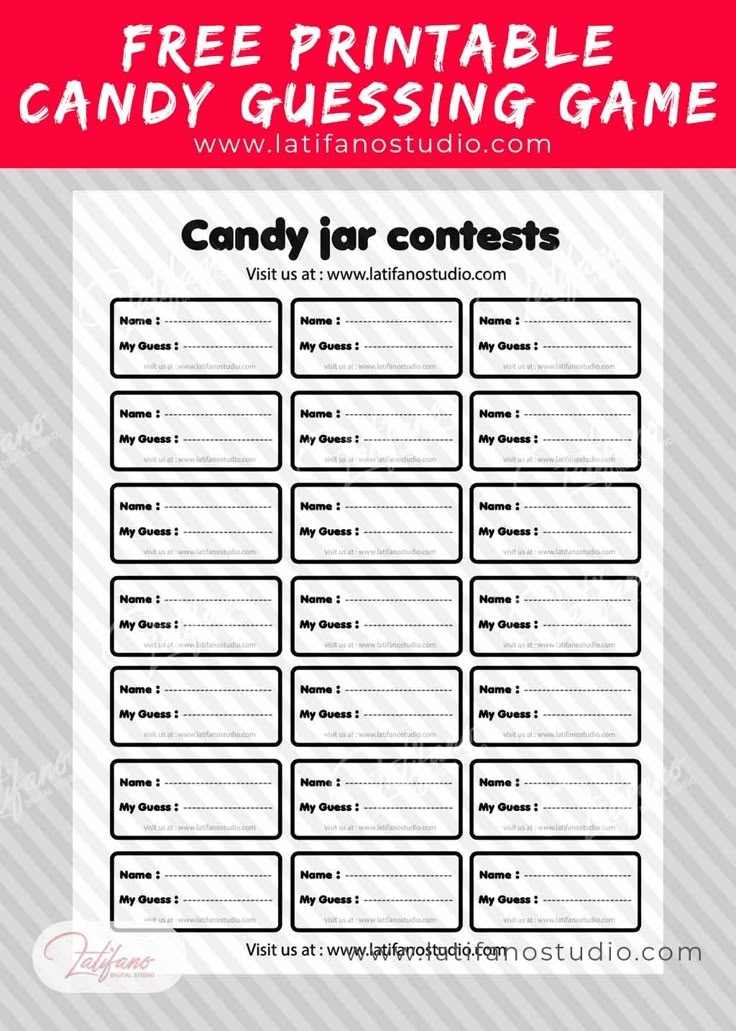 Free Printable Candy Guessing Game Template Printable New Year Banners