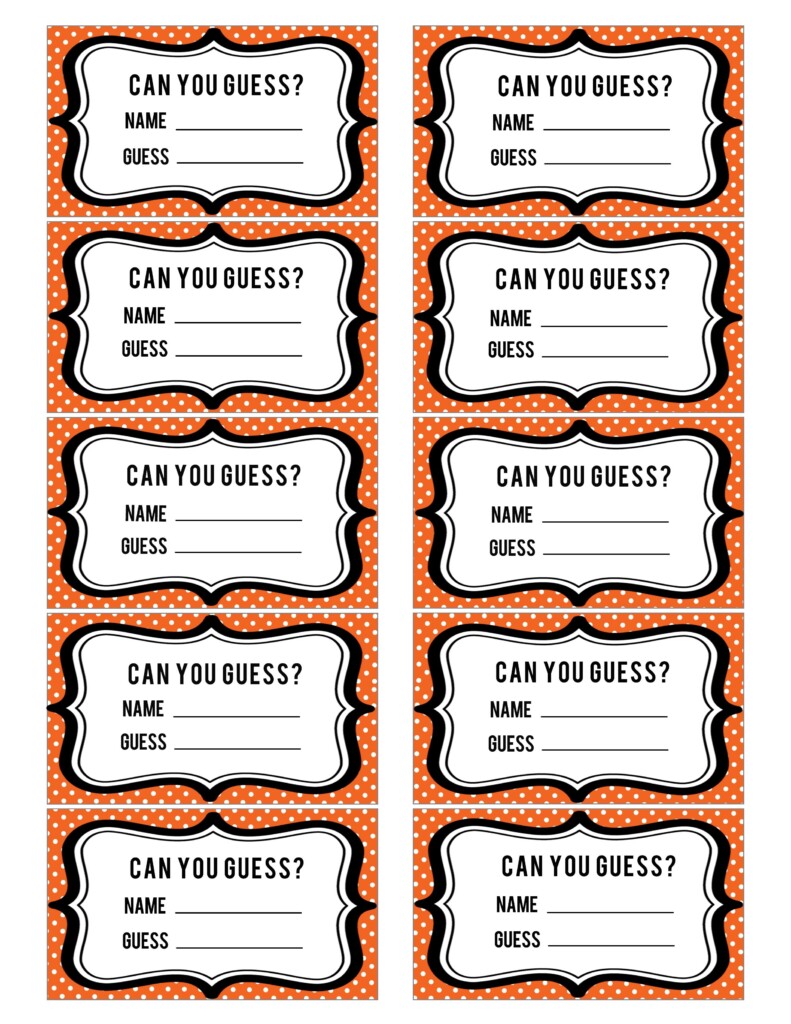 Free Printable Candy Guessing Game Template Printable Sight Words List