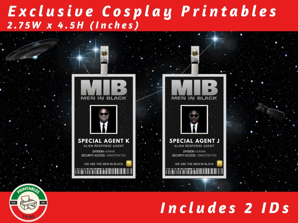 Free Printable Card Template Men In Black Badge Printable Calendars 