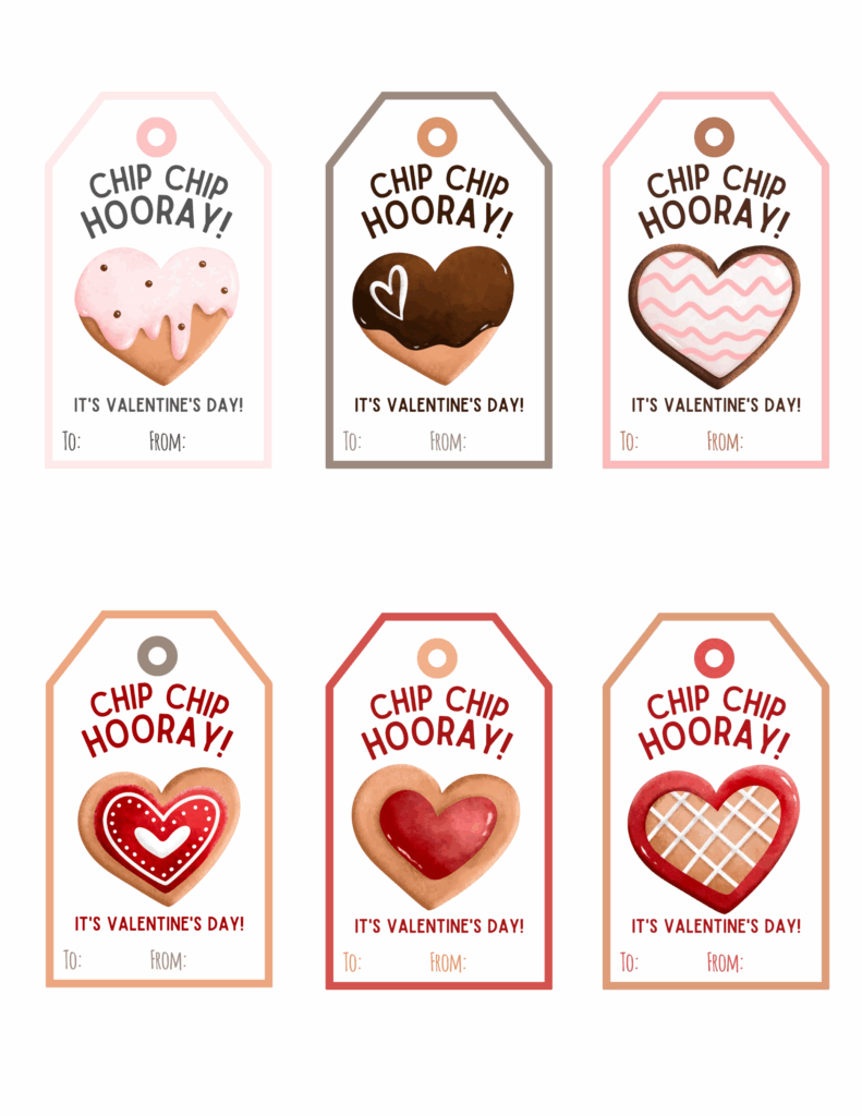Free Printable Chip Chip Hooray Valentine Tags Baking You Happier