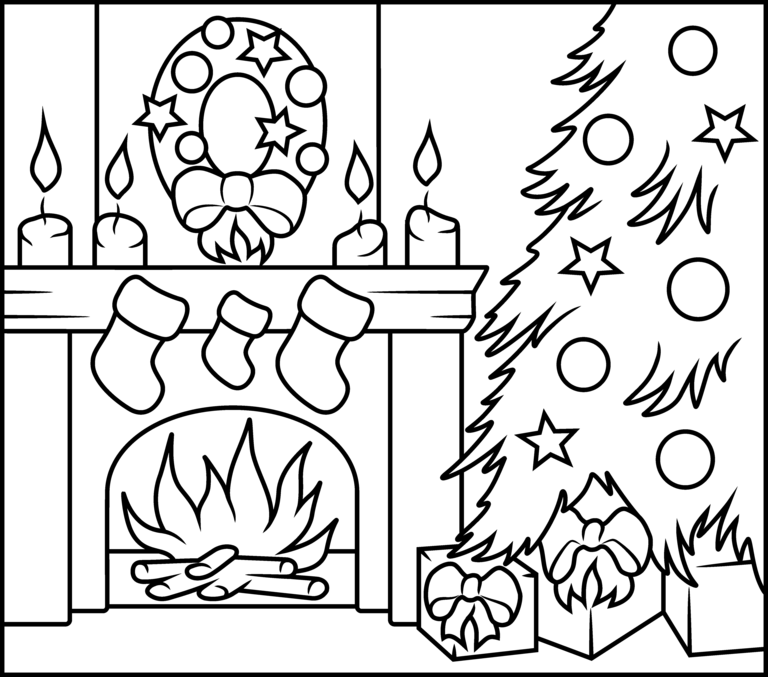 Free Printable Christmas Fireplace Coloring Pages Printable New Year 