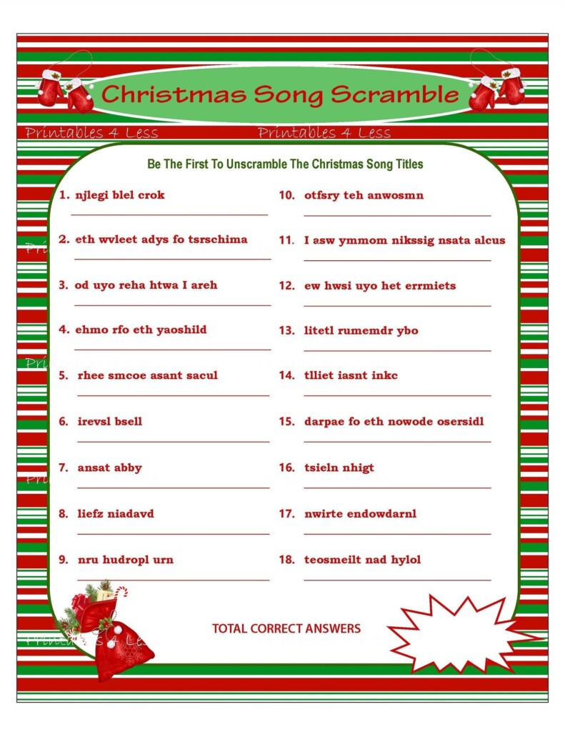 Free Printable Christmas Song Games Church Party Andrea C Santos