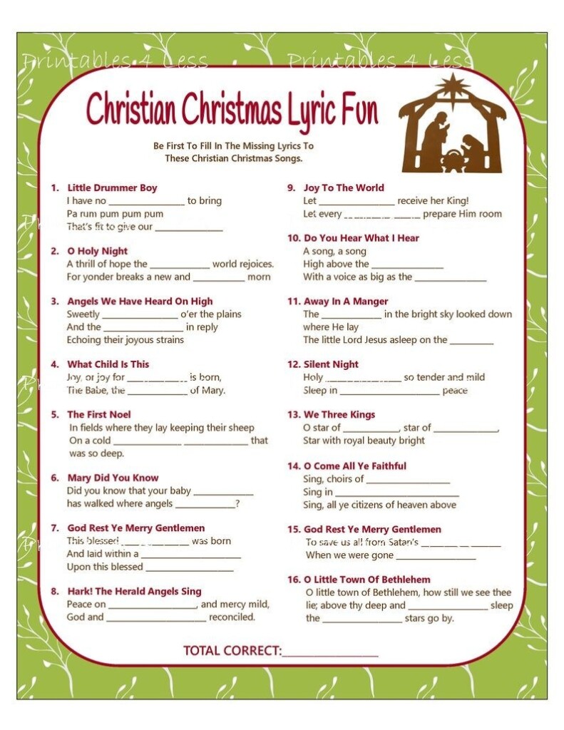 Free Printable Christmas Song Games Church Party Luke C Vail