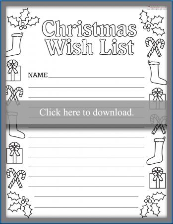 Free Printable Christmas Wish List Coloring Page Prntbl 