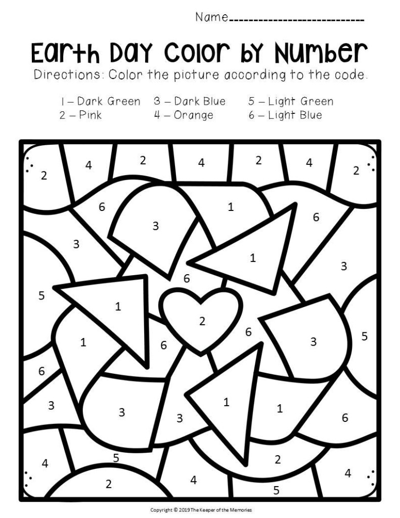 Free Printable Color By Number Earth Day Preschool Worksheets Earth 