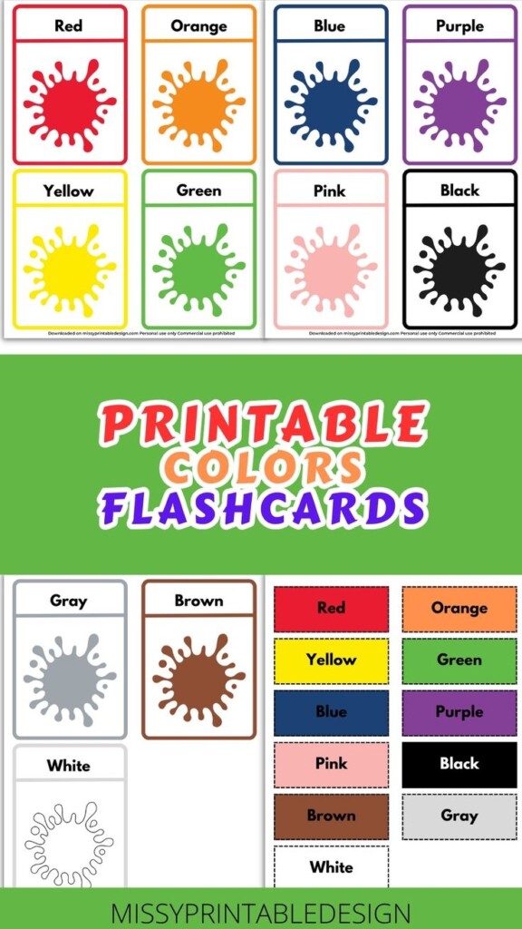 FREE Printable Color Flashcards MissyPrintableDesign Color 