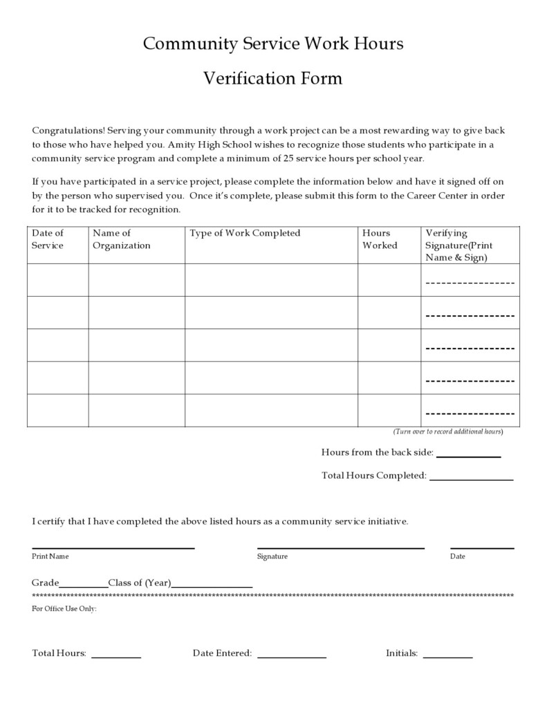Free Printable Community Service Forms Printable Forms Free Online