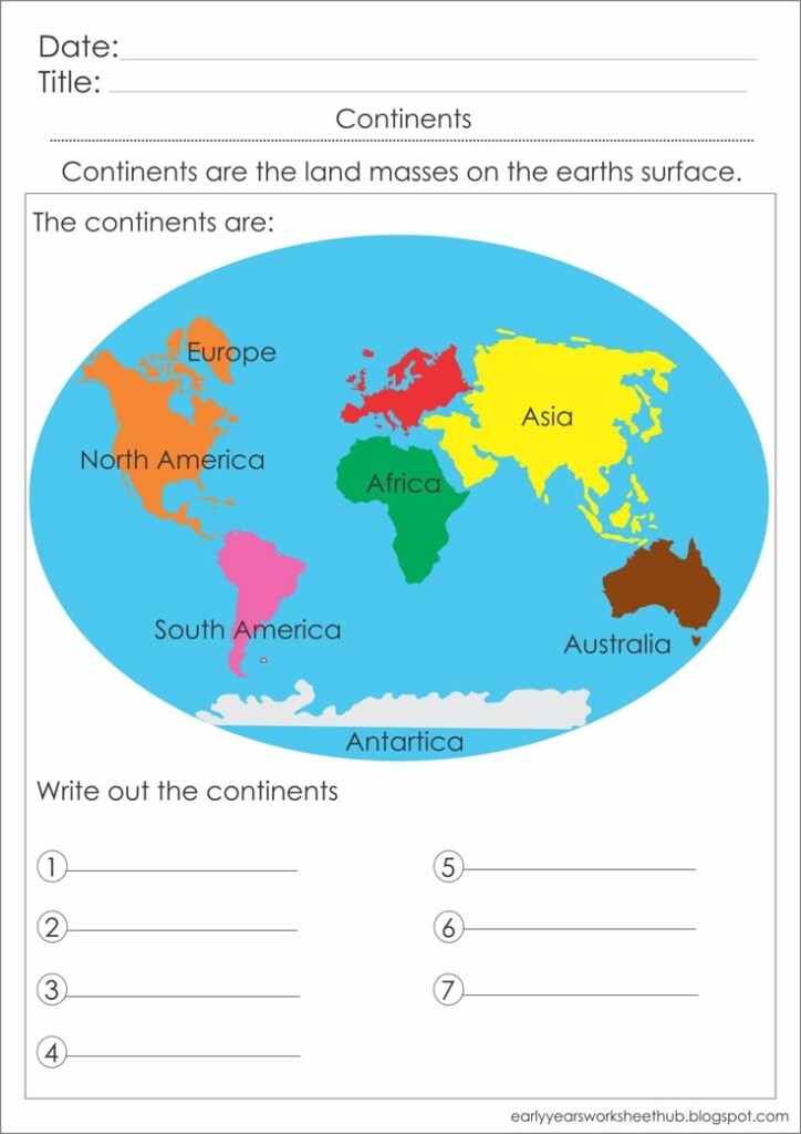 Free Printable Continent Worksheets