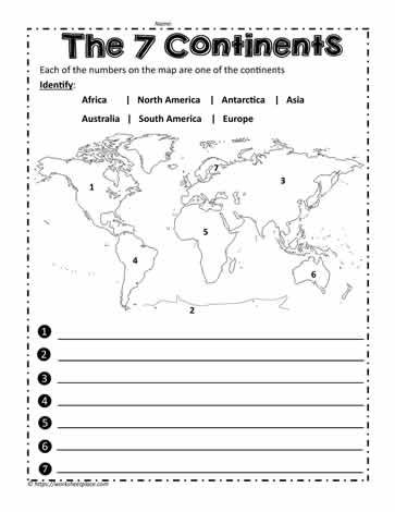 Free Printable Continent Worksheets
