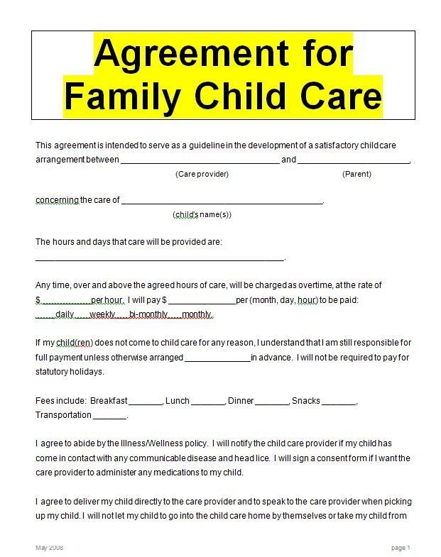 Free Printable Daycare Contracts