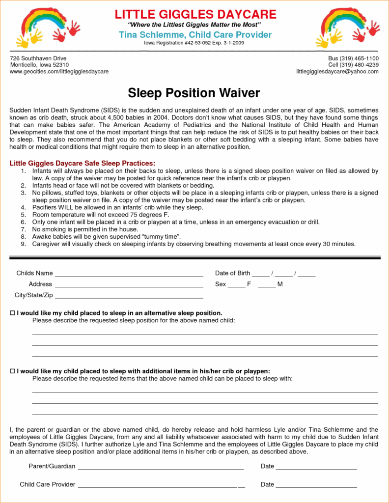 Free Printable Daycare Forms Contracts Printable Forms Free Online