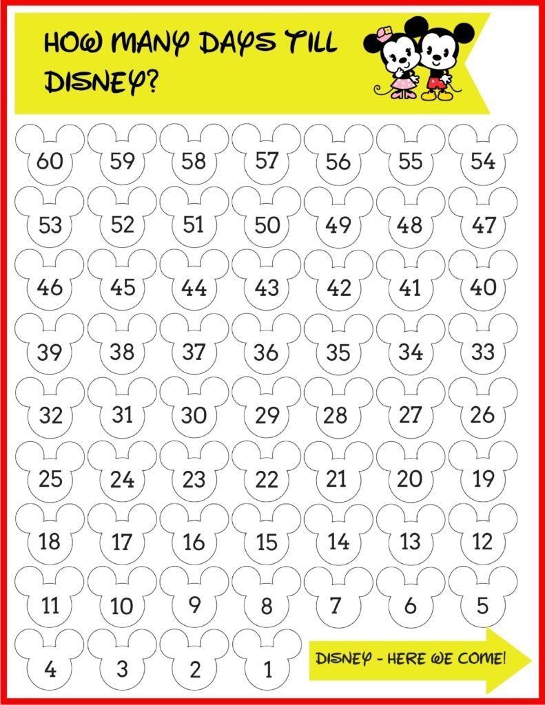 Free Printable Disney Countdown Calendar Dev onallcylinders