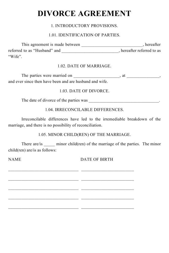 Free Printable Divorce Forms PDF Printable Divorce Papers