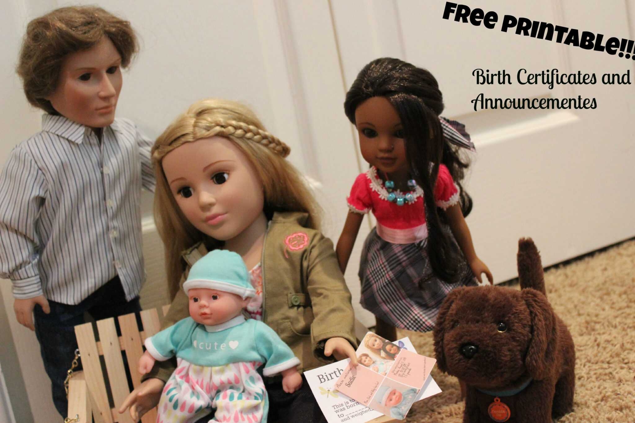 Free Printable Doll Birth Certificates And Announcements For Baby Doll