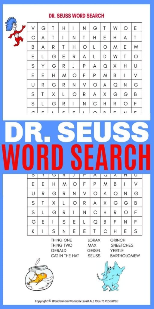 Free Printable Dr Seuss Word Search Word Search Maker