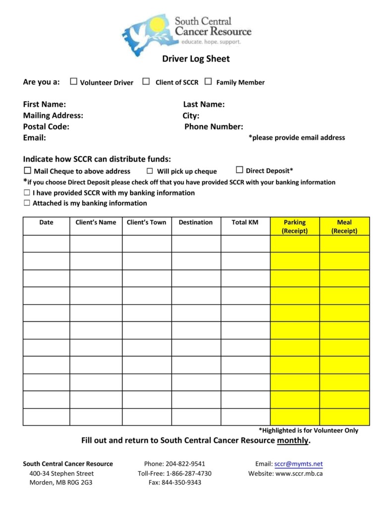 Free Printable Driver s Daily Log Sheet