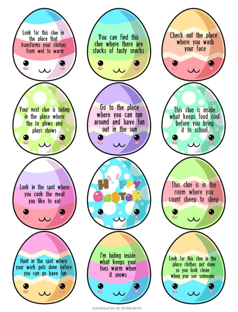 Free Printable Easter Egg Hunt Clues Easter Egg Hunt Clues Egg Hunt