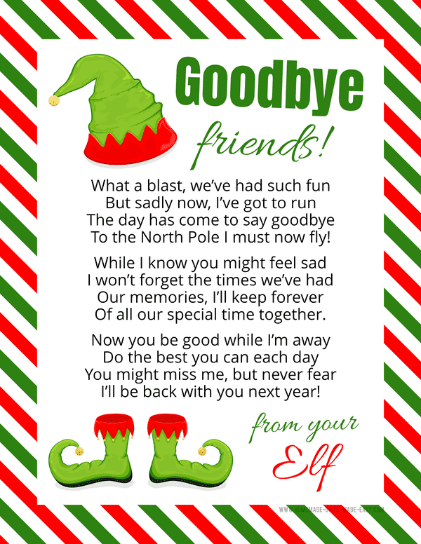 Free Printable Elf Goodbye Letters Farewell From Elf On The Shelf Artofit