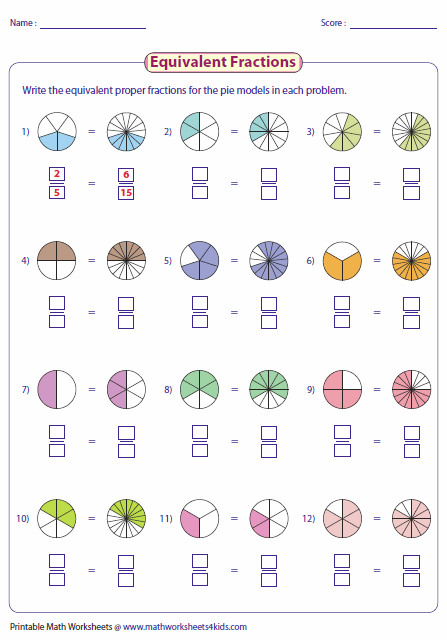 Free Printable Equivalent Fractions Worksheets Worksheets Master