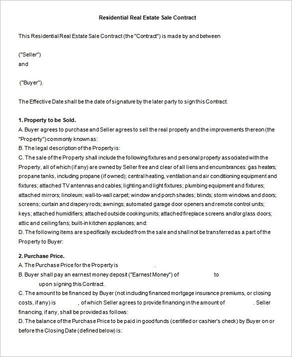 Free Printable Estate Sale Contract Free Templates Printable