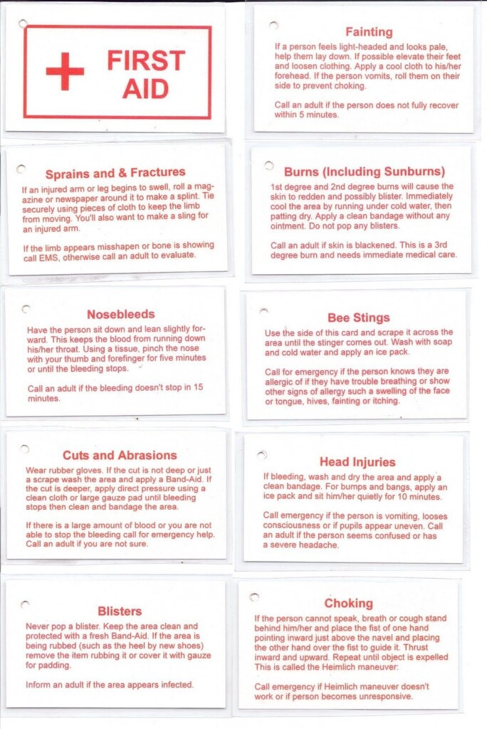 Free Printable First Aid Pocket Guide