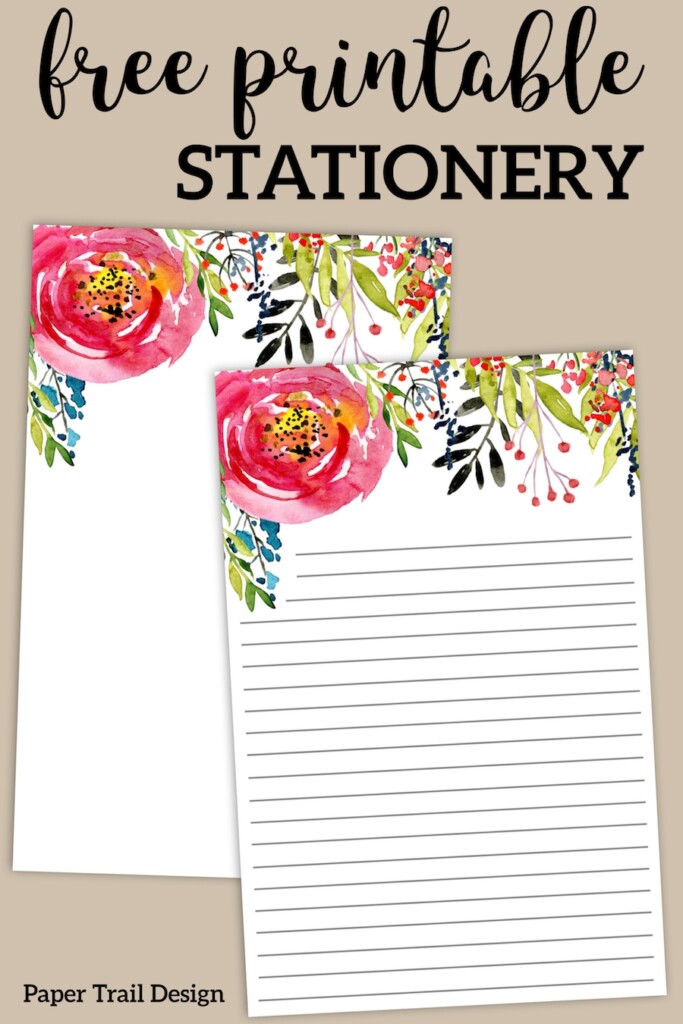 Free Printable Floral Stationery Paper Trail Design