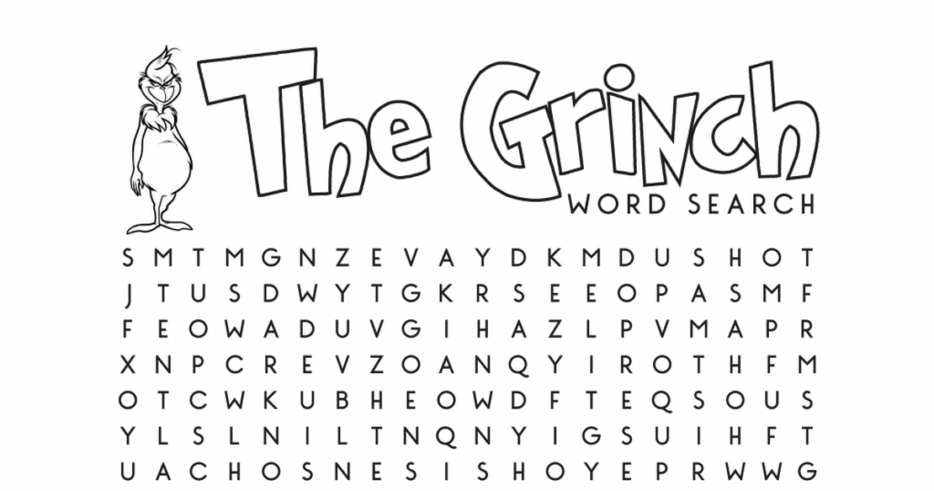 Free Printable Grinch Word Search Grinch Free Printables Words