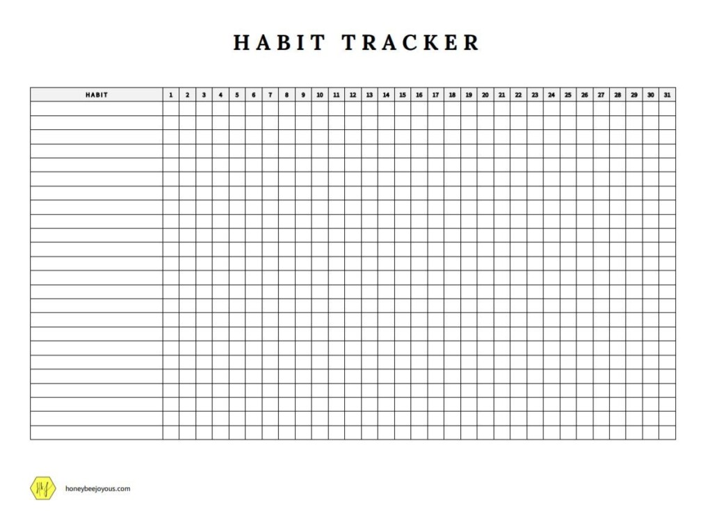 Free Printable Habit Tracker Template Printable Templates
