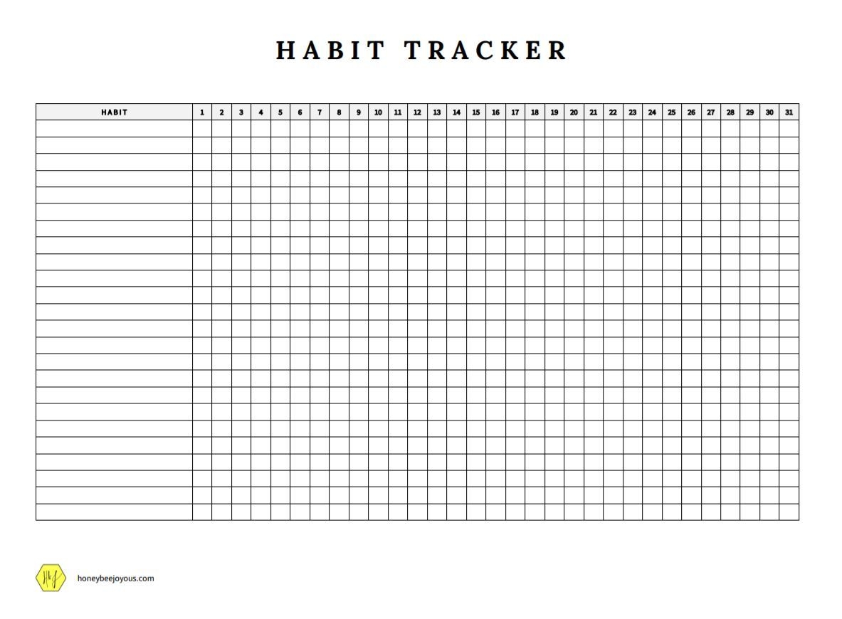 Free Printable Habit Tracker Template Printable Templates