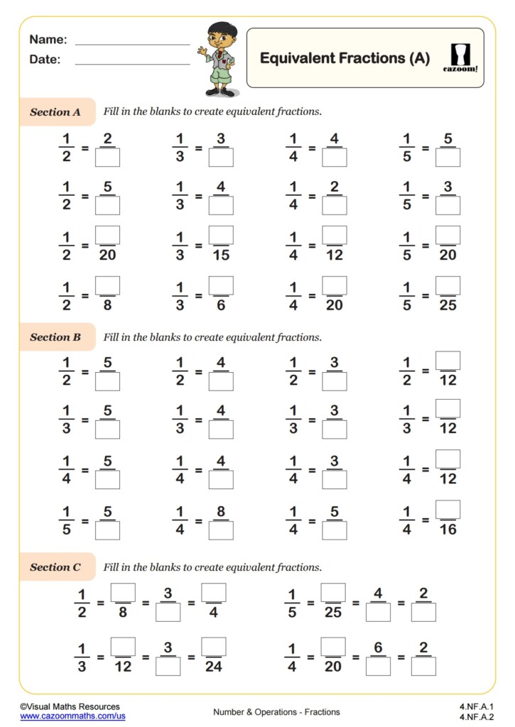 Free Printable Math Worksheets Equivalent Fractions Download Free 