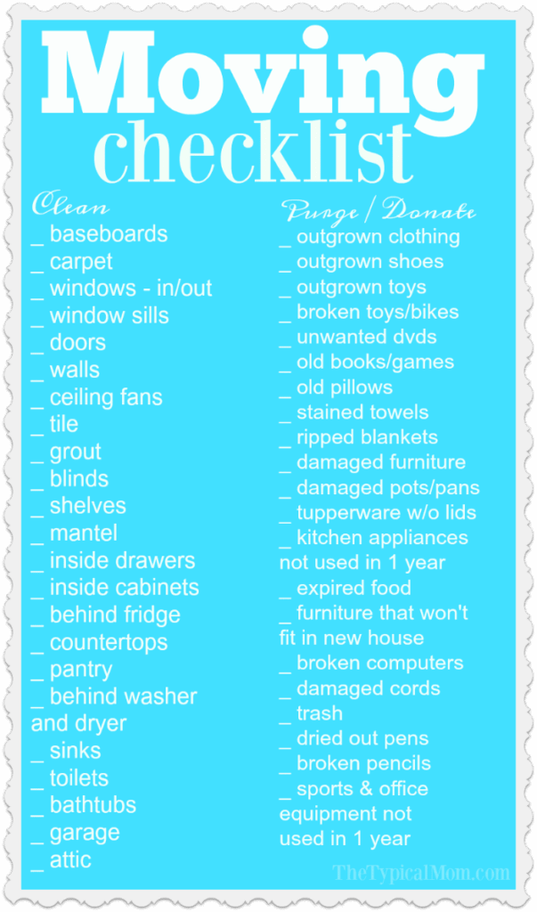 Free Printable Moving Checklist PDF