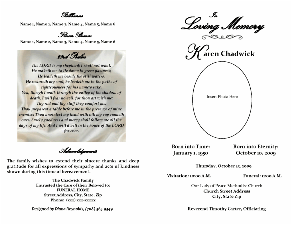 Free Printable Obituary Templates Teplates For Every Day Intended For 