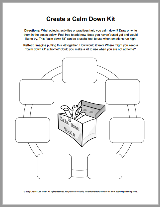 Free Printables To Create A Calm Down Kit For Parents Moments A Day