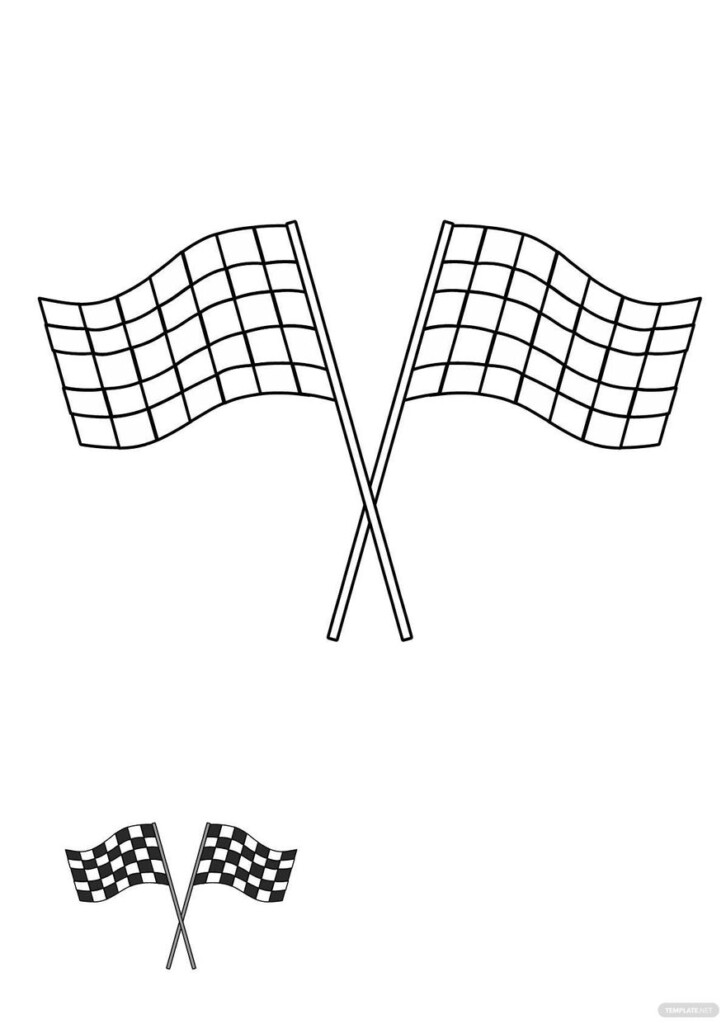 Free Purple Checkered Flag Coloring Page PDF Template