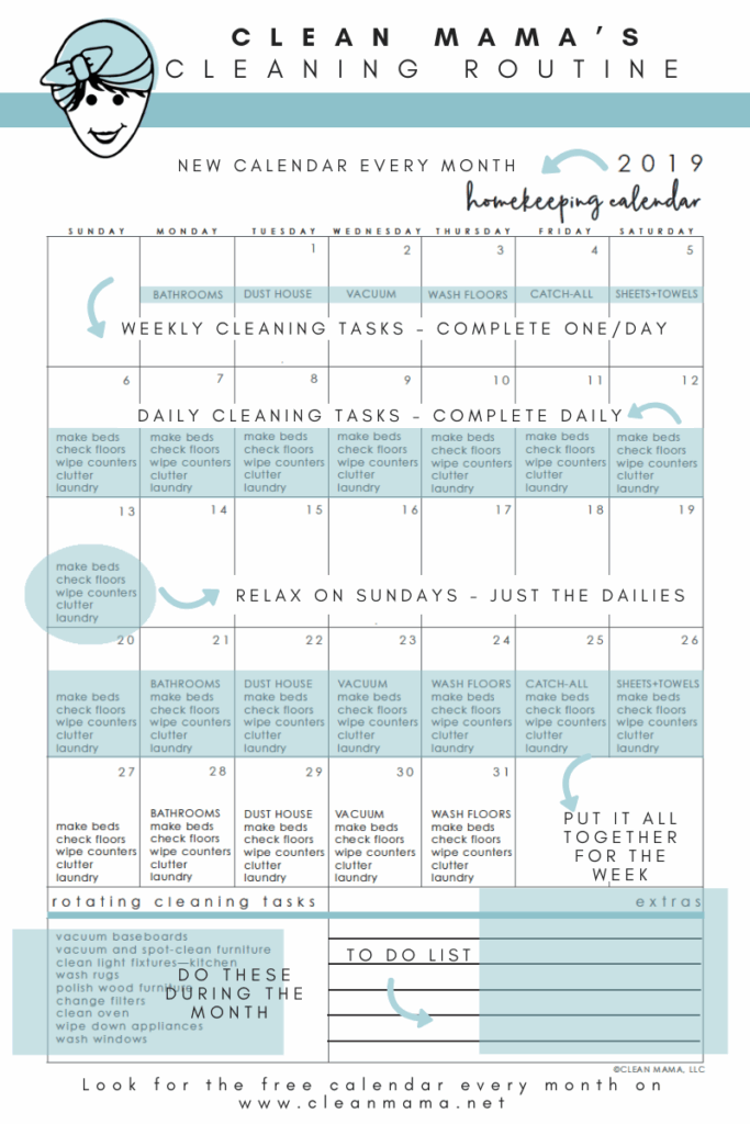 Free September 2019 Homekeeping Calendar Clean Mama