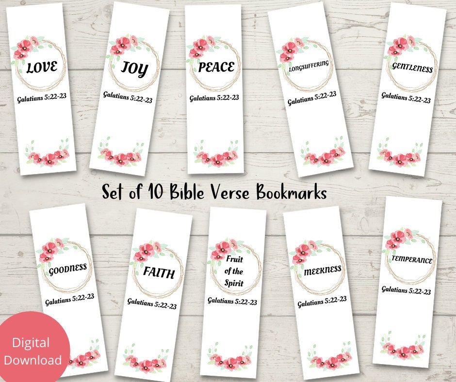 Fruit Of The Spirit Printable Bible Verse Bookmark Scripture Bookmark 
